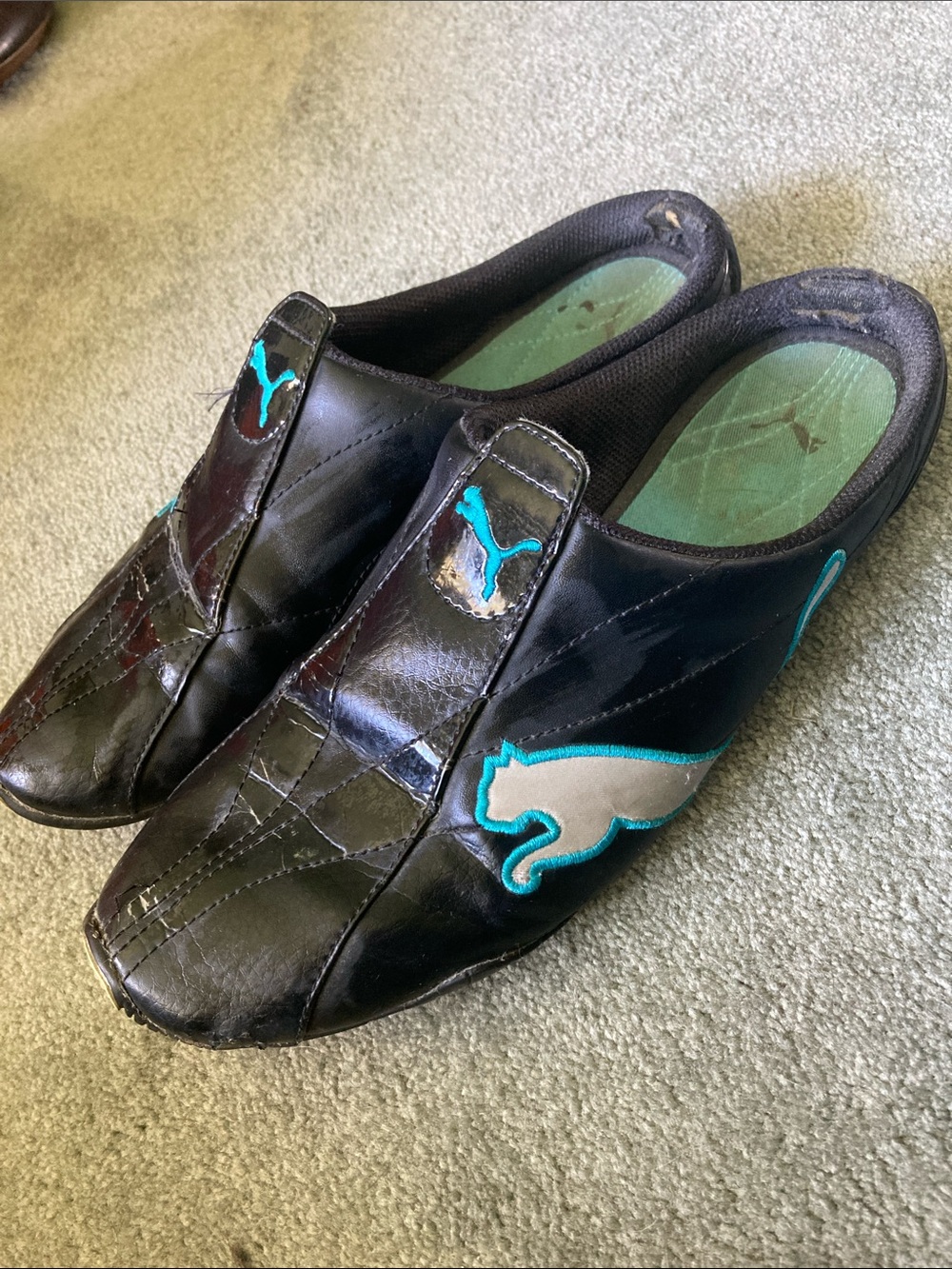 Puma Black Slip-On Sneakers with Teal Accents